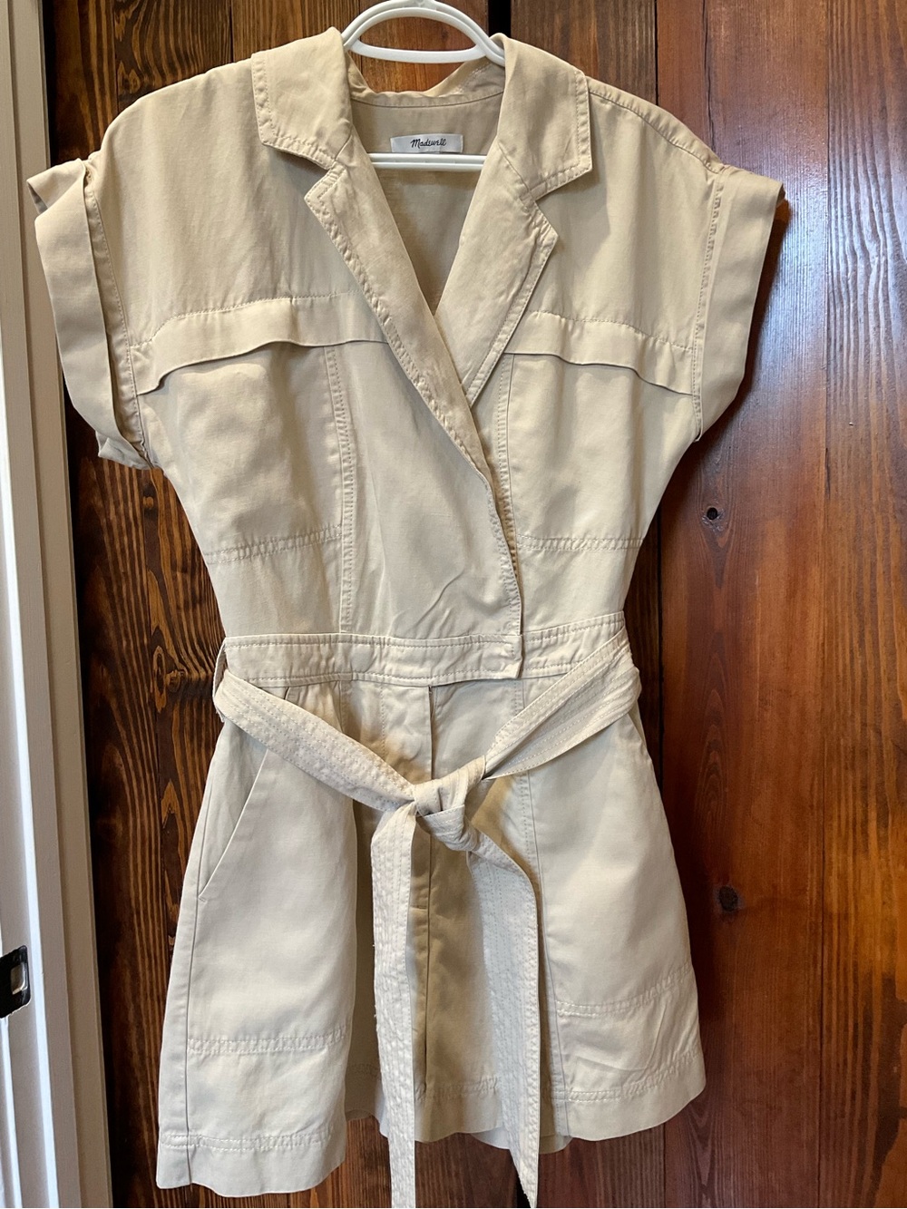 Madewell Tie-Waist Muscle Tank Romper in Summer Dune (Tan) Size 2